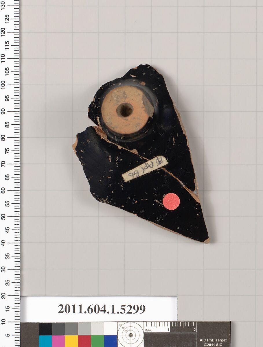 Terracotta fragment of a kylix (drinking cup), Terracotta, Greek, Attic