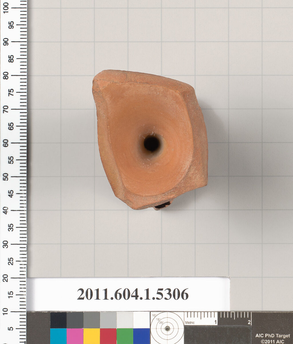 Terracotta fragment of a kylix (drinking cup), Terracotta, Greek, Attic