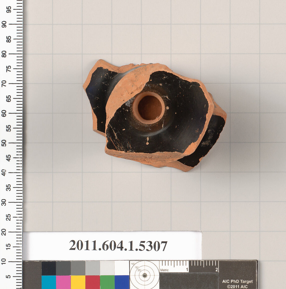 Terracotta fragment of a kylix (drinking cup), Terracotta, Greek, Attic