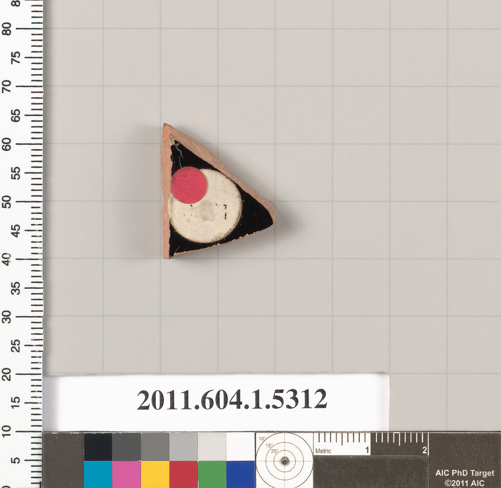 Terracotta fragment of a kylix (drinking cup), Terracotta, Greek, Attic