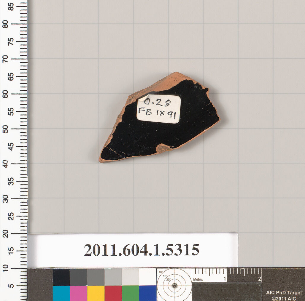 Terracotta fragment of a kylix (drinking cup), Terracotta, Greek, Attic