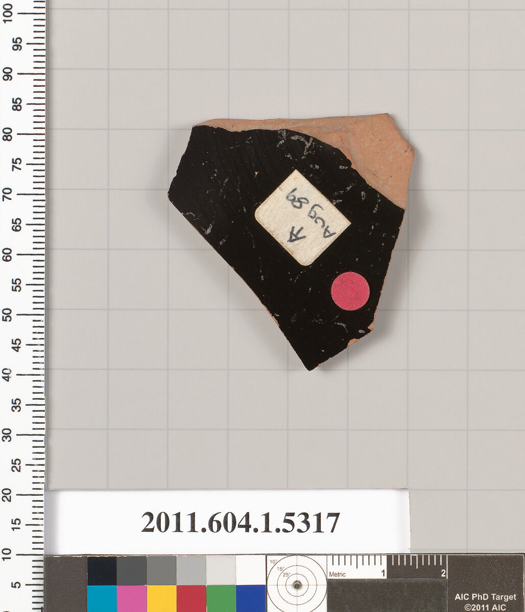 Terracotta fragment of a kylix (drinking cup), Terracotta, Greek, Attic