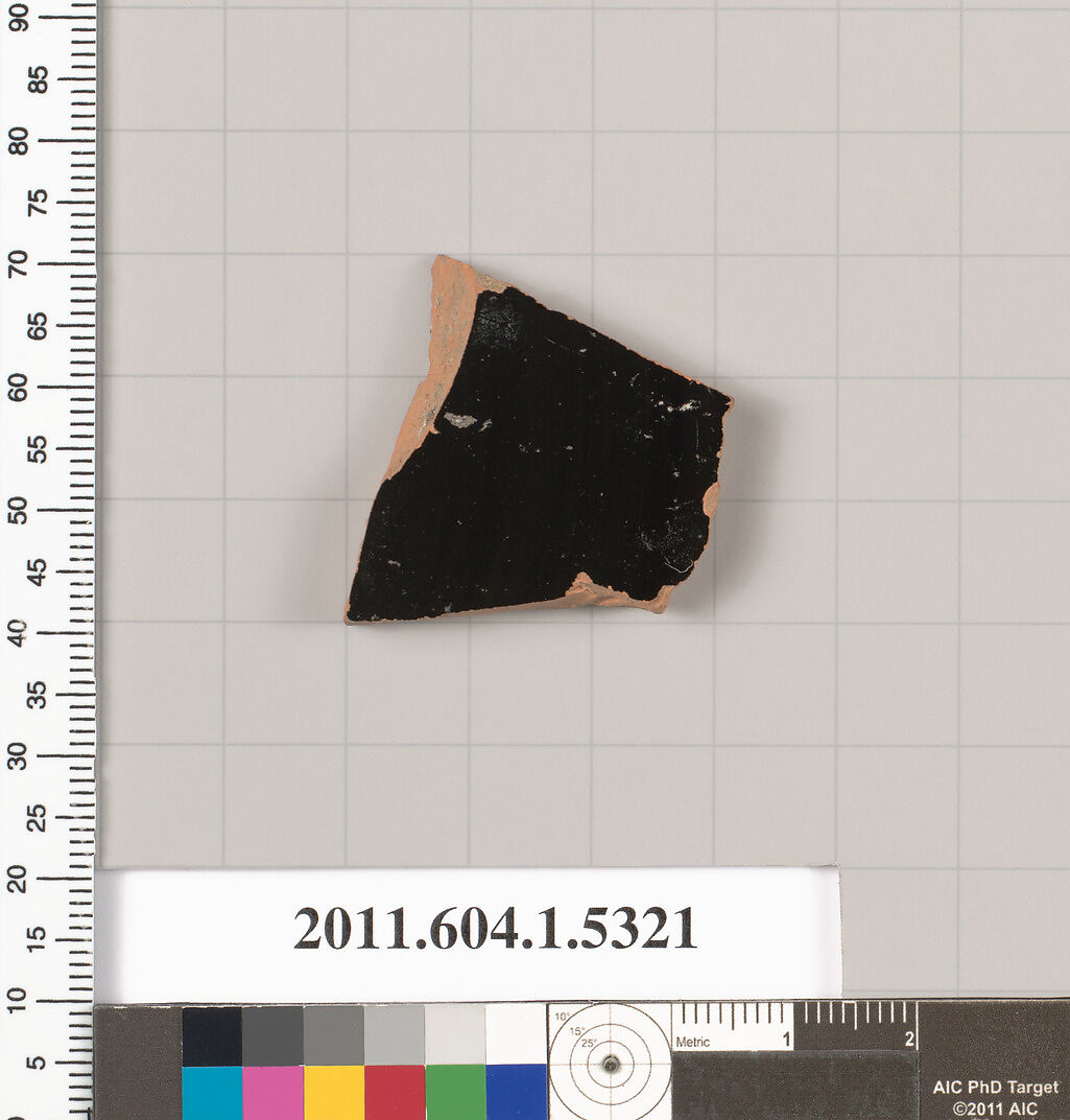 Terracotta fragment of a kylix (drinking cup), Terracotta, Greek, Attic