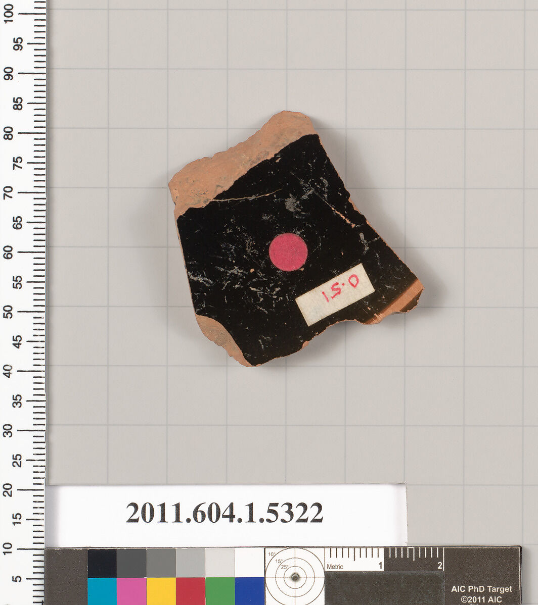 Terracotta fragment of a kylix (drinking cup), Terracotta, Greek, Attic