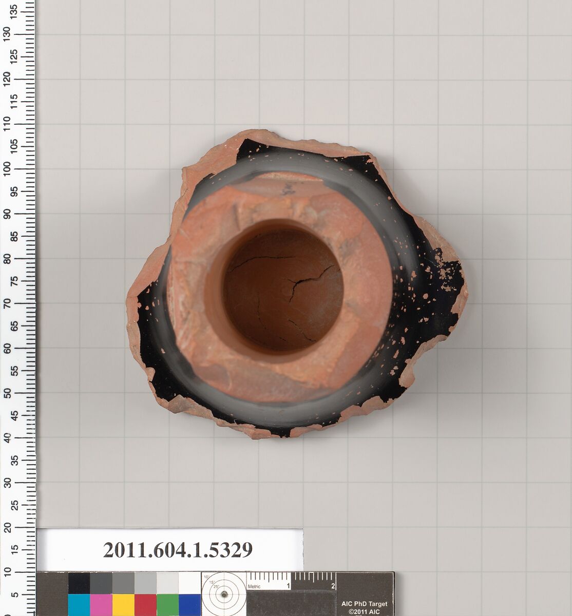 Terracotta fragment of a kylix (drinking cup), Terracotta, Greek, Attic