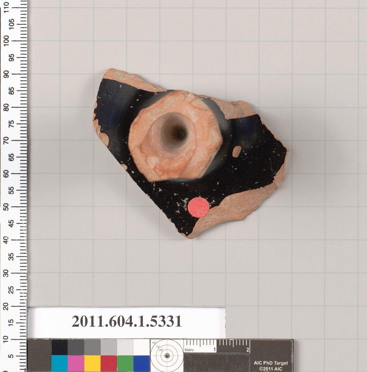 Terracotta fragment of a kylix (drinking cup), Terracotta, Greek, Attic