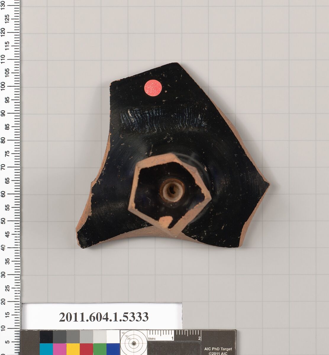 Terracotta fragment of a kylix (drinking cup), Terracotta, Greek, Attic