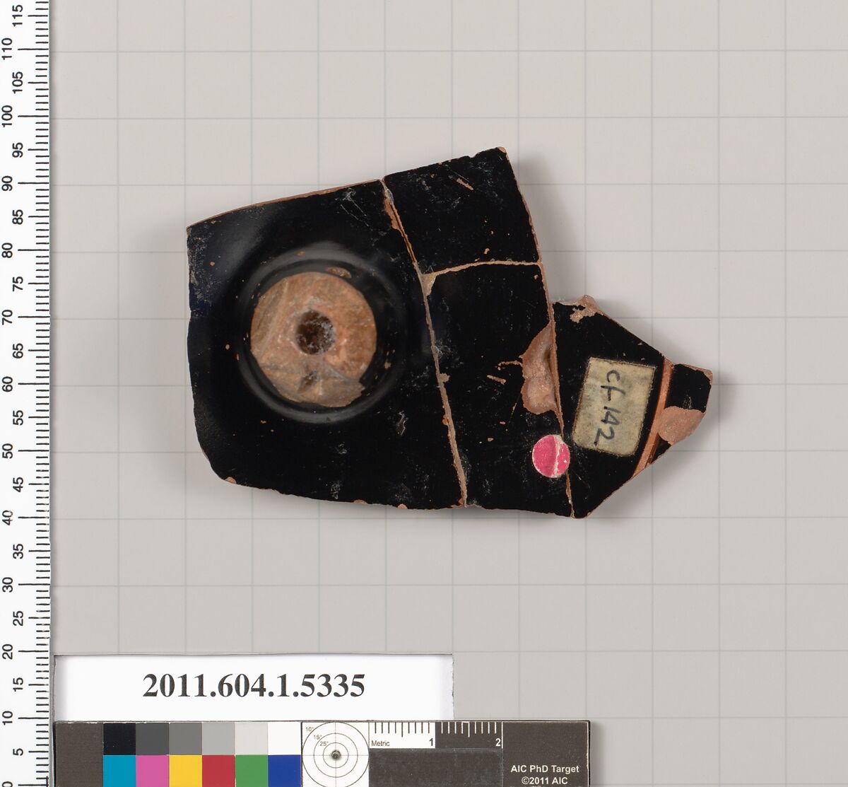 Terracotta fragment of a kylix (drinking cup), Terracotta, Greek, Attic