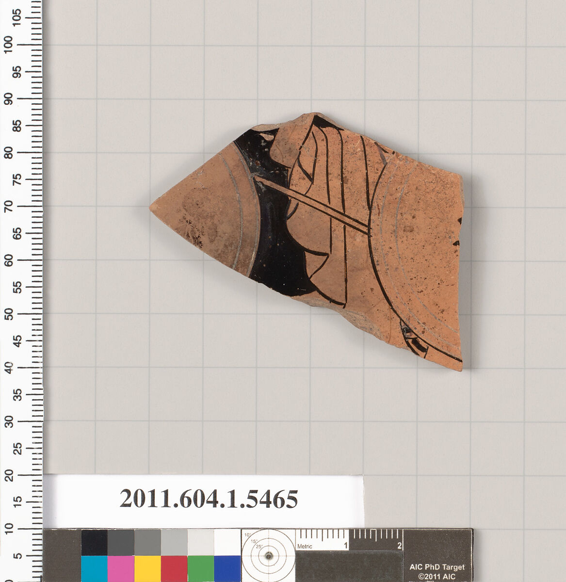 Terracotta fragment of a kylix (drinking cup), Terracotta, Greek, Attic