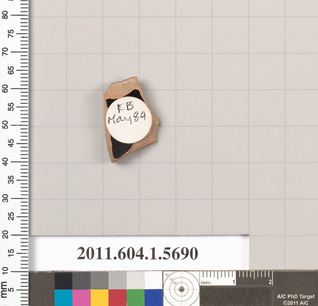 Terracotta fragment of a kylix (drinking cup), Terracotta, Greek, Attic
