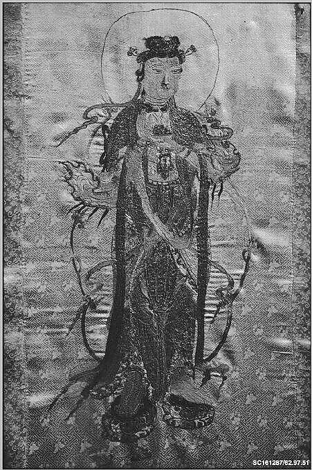 Panel, Silk, metallic thread;  on silk;  backed with cotton, China