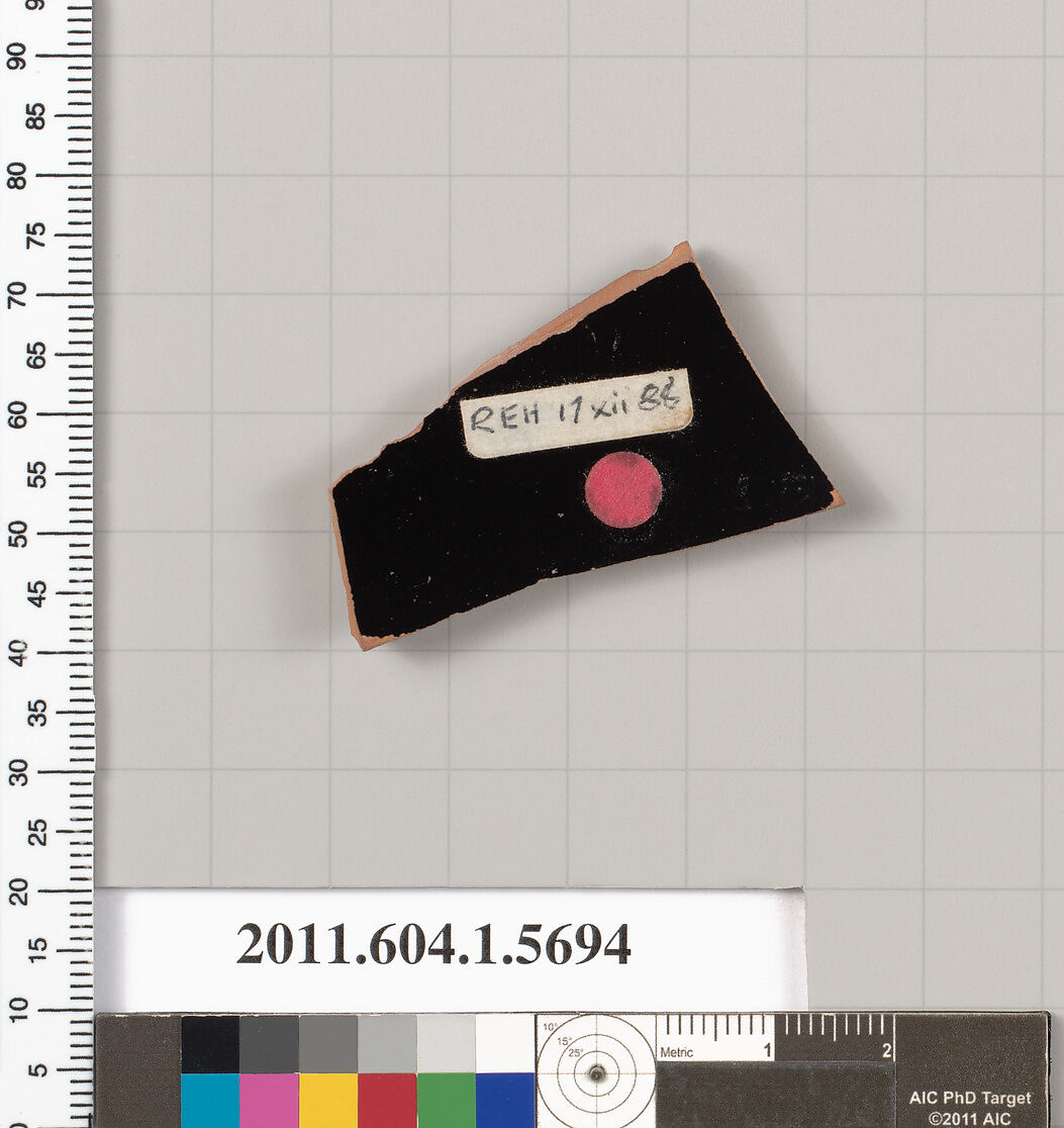 Terracotta fragment of a kylix (drinking cup), Terracotta, Greek, Attic