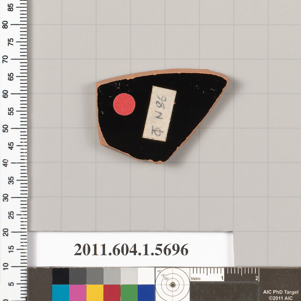 Terracotta fragment of a kylix (drinking cup), Terracotta, Greek, Attic