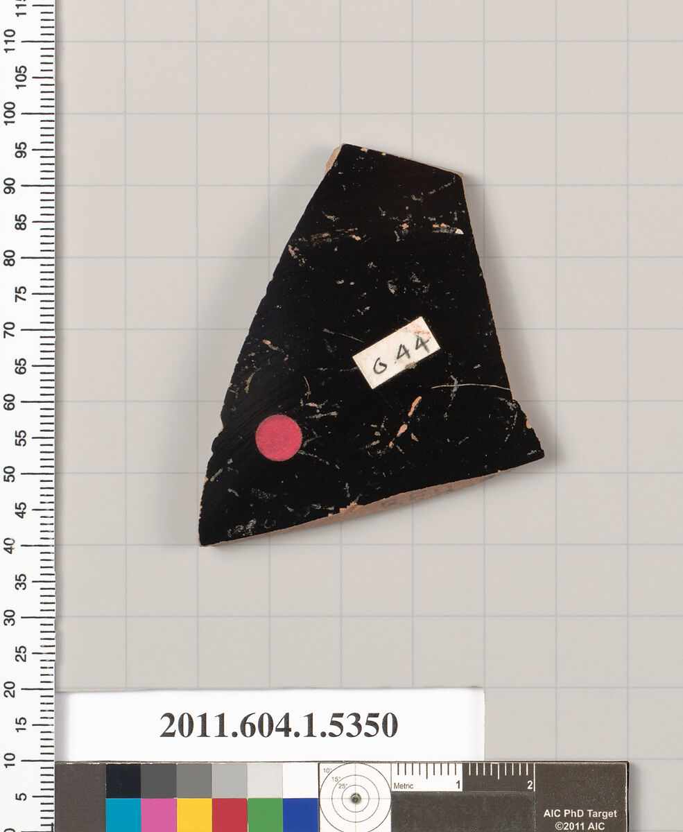 Terracotta fragment of a kylix (drinking cup), Terracotta, Greek, Attic