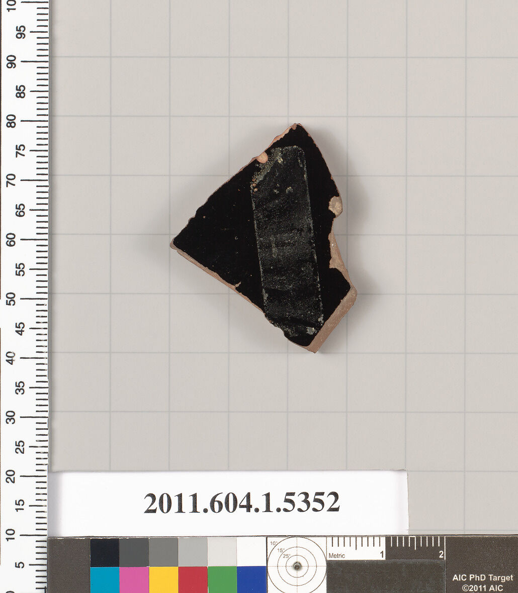 Terracotta fragment of a kylix (drinking cup), Terracotta, Greek, Attic