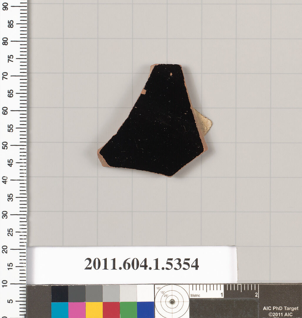 Terracotta fragment of a kylix (drinking cup), Terracotta, Greek, Attic