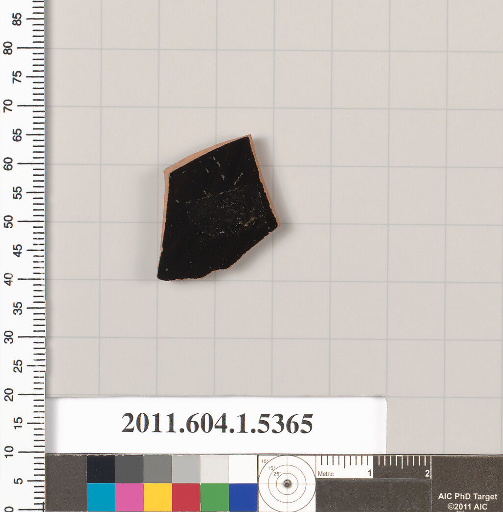 Terracotta fragment of a kylix (drinking cup), Terracotta, Greek, Attic