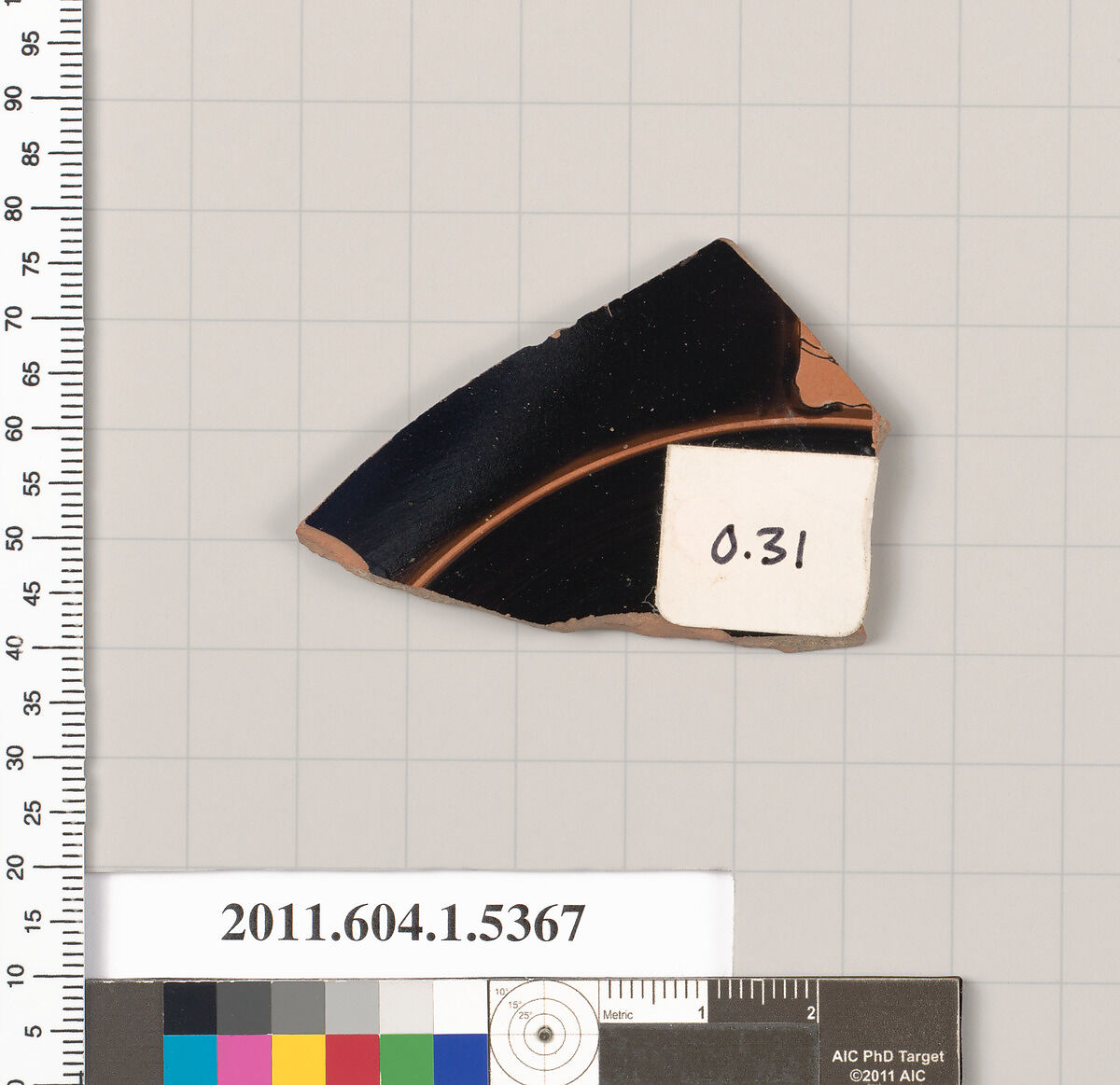 Terracotta fragment of a kylix (drinking cup), Terracotta, Greek, Attic