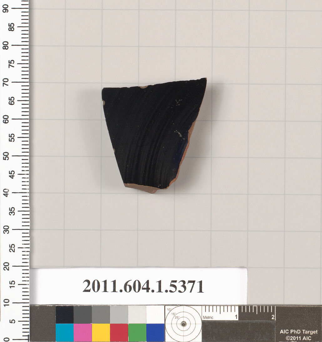 Terracotta fragment of a kylix (drinking cup), Terracotta, Greek, Attic