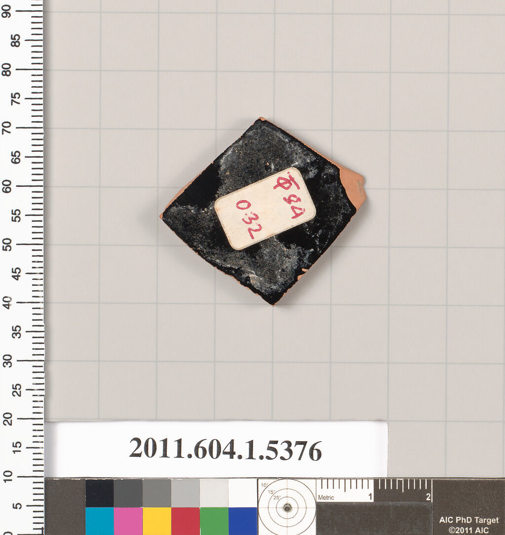 Terracotta fragment of a kylix (drinking cup), Terracotta, Greek, Attic