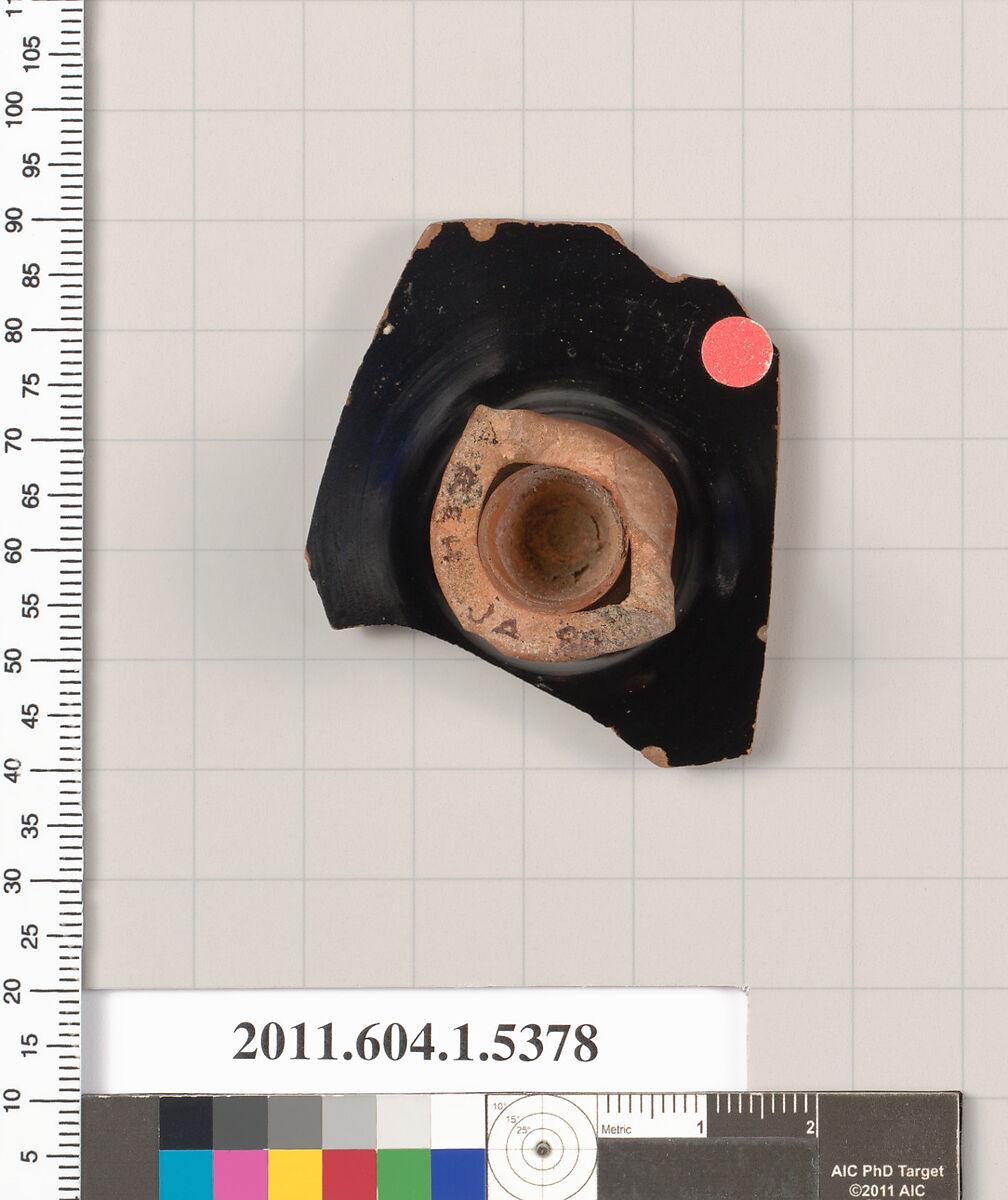 Terracotta fragment of a kylix (drinking cup), Terracotta, Greek, Attic
