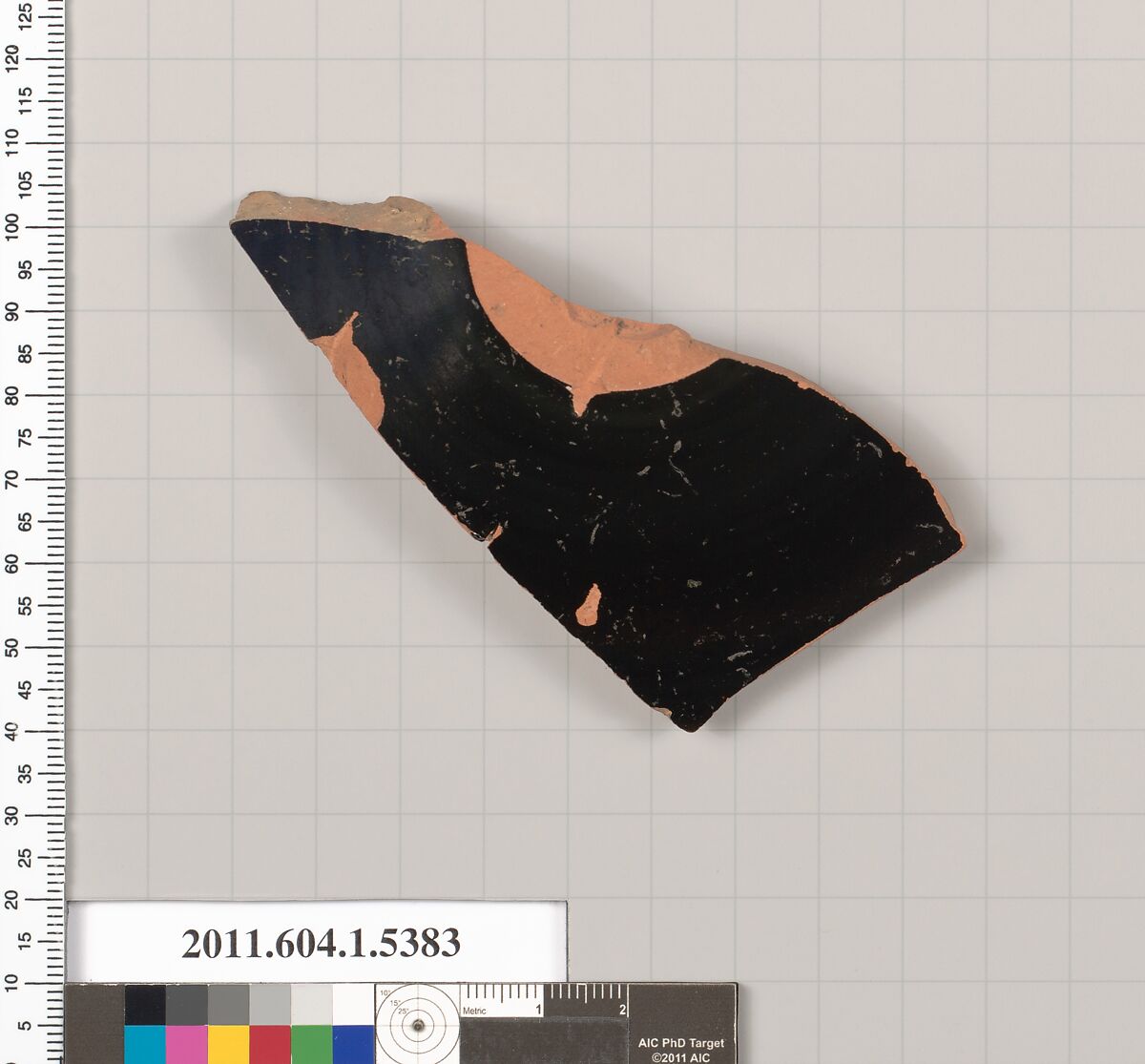 Terracotta fragment of a kylix (drinking cup), Terracotta, Greek, Attic