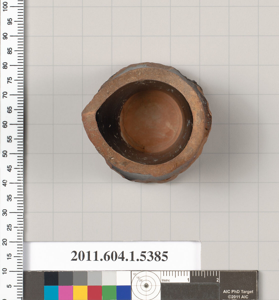 Terracotta fragment of a kylix (drinking cup), Terracotta, Greek, Attic