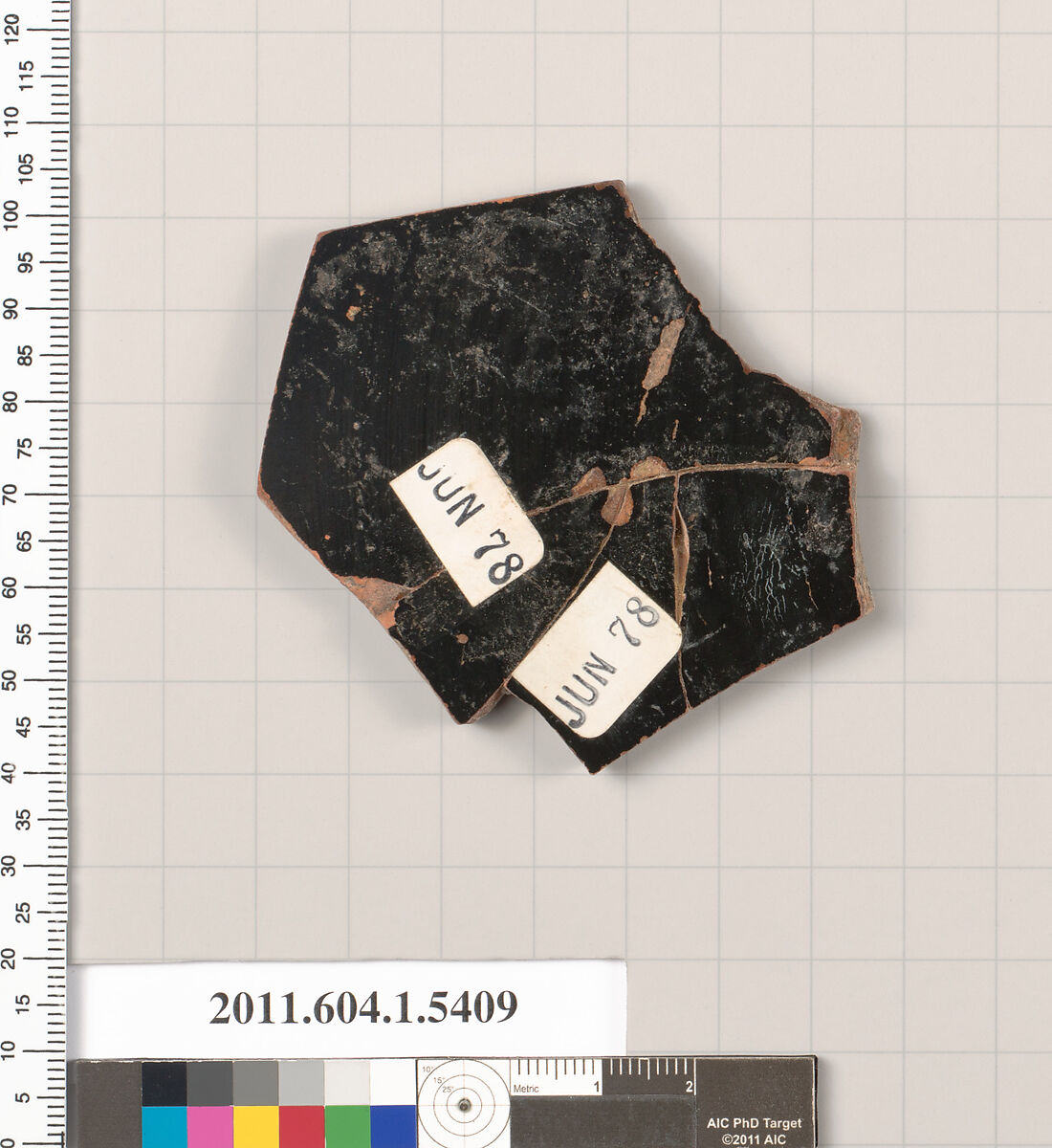Terracotta fragment of a kylix (drinking cup), Terracotta, Greek, Attic