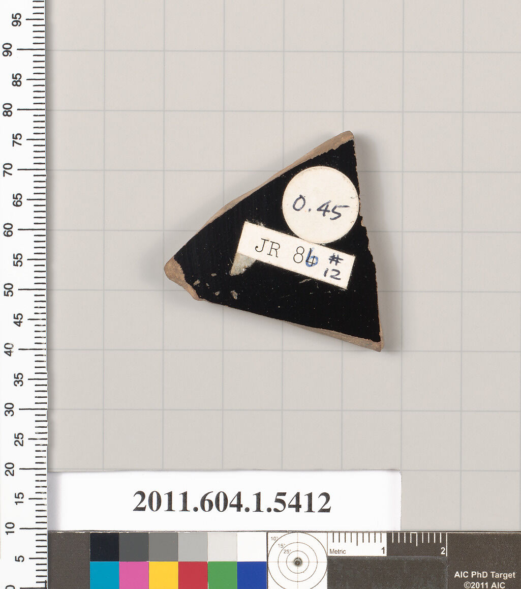 Terracotta fragment of a kylix (drinking cup), Terracotta, Greek, Attic