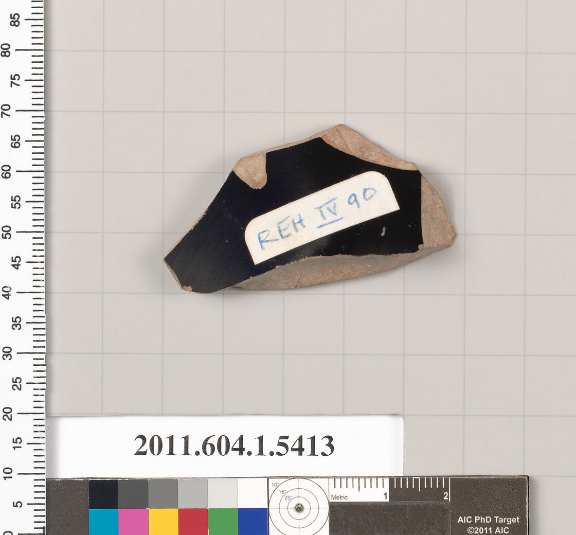 Terracotta fragment of a kylix (drinking cup), Terracotta, Greek, Attic