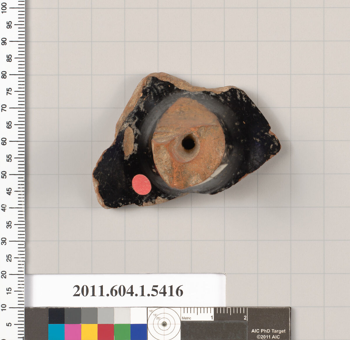 Terracotta fragment of a kylix (drinking cup), Terracotta, Greek, Attic