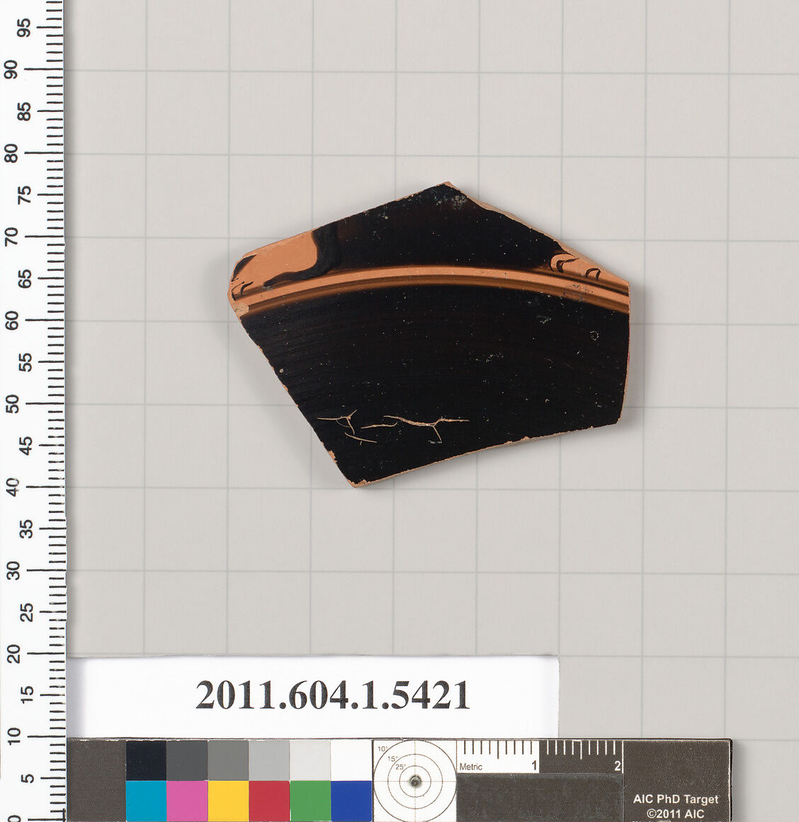 Terracotta fragment of a kylix (drinking cup), Terracotta, Greek, Attic