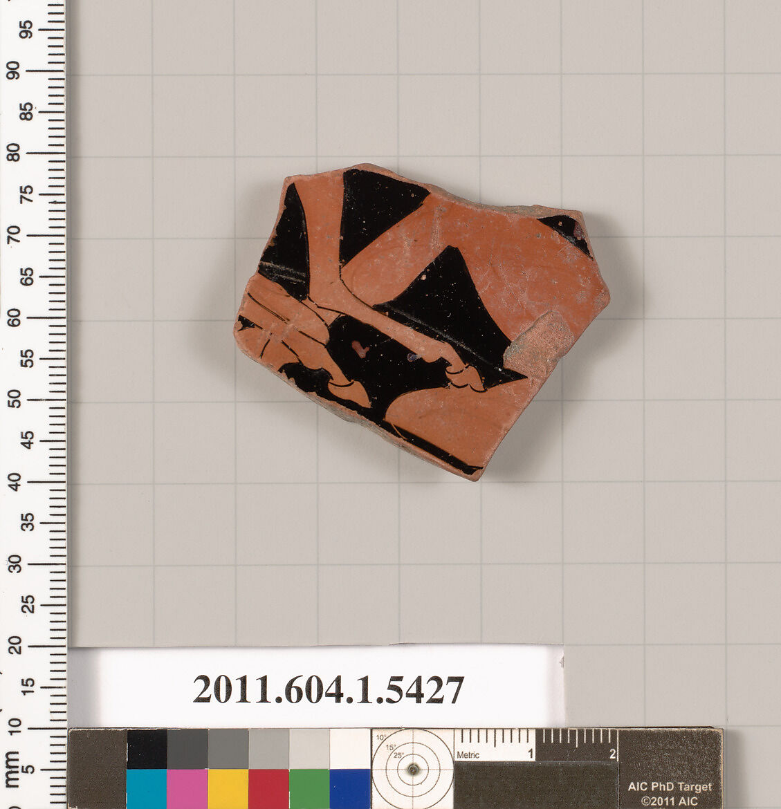 Terracotta fragment of a kylix (drinking cup), Terracotta, Greek, Attic