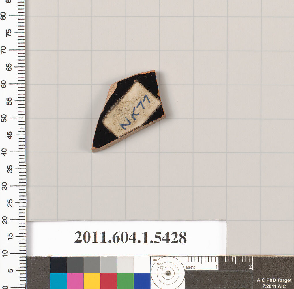 Terracotta fragment of a kylix (drinking cup), Terracotta, Greek, Attic