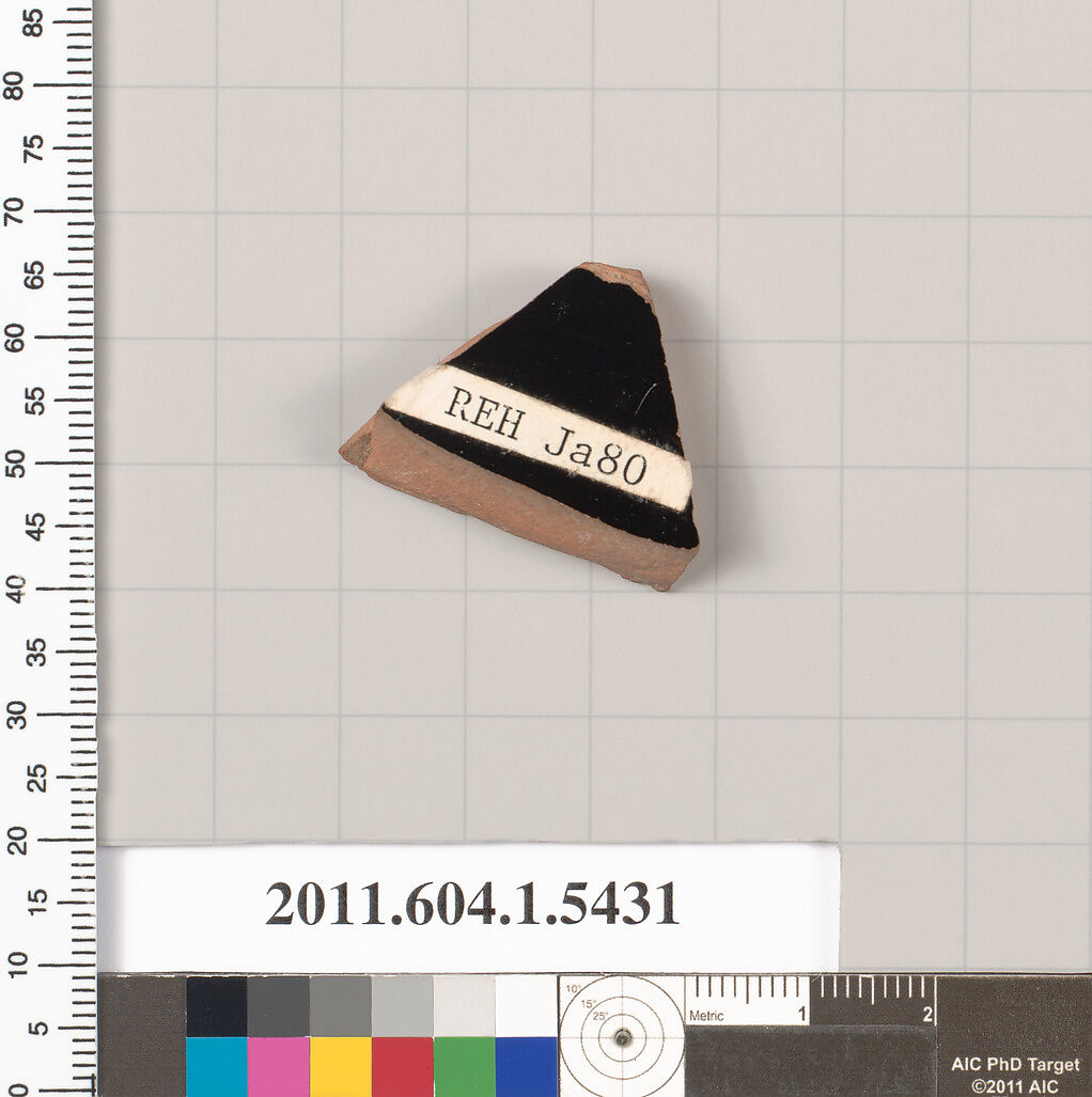 Terracotta fragment of a kylix (drinking cup), Terracotta, Greek, Attic