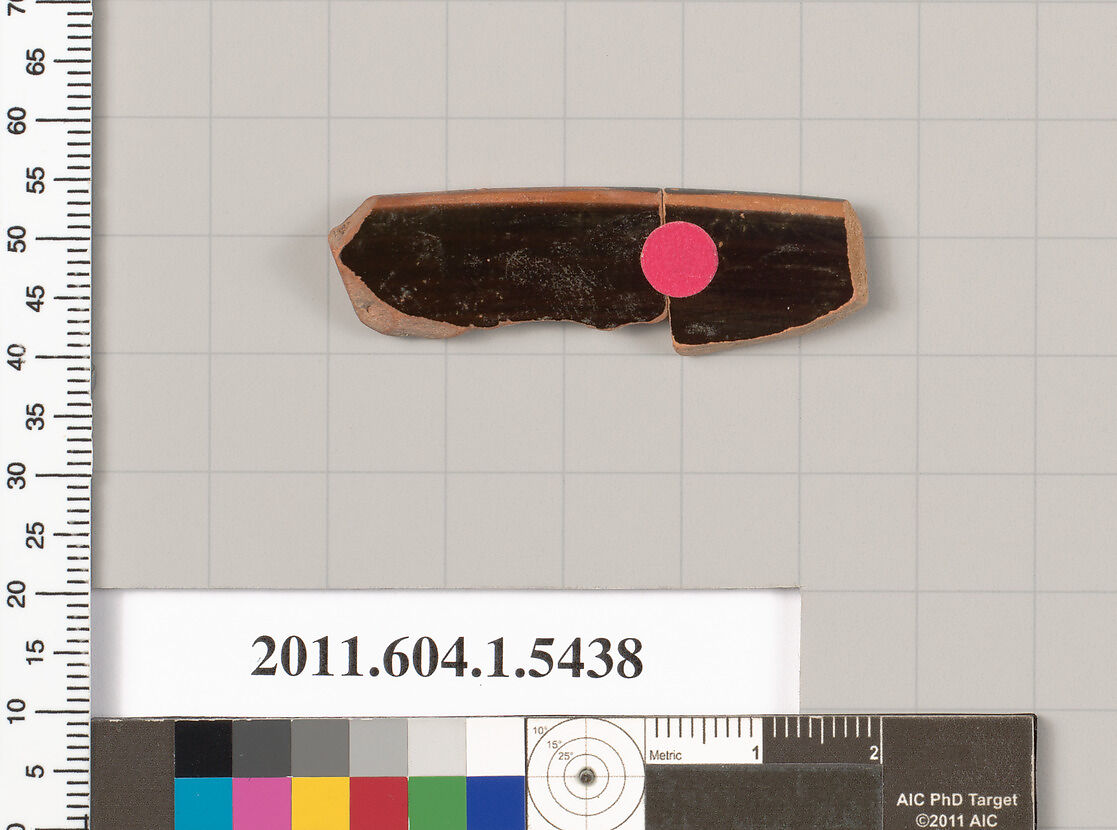 Terracotta rim fragment of a kylix (drinking cup), Terracotta, Greek, Attic