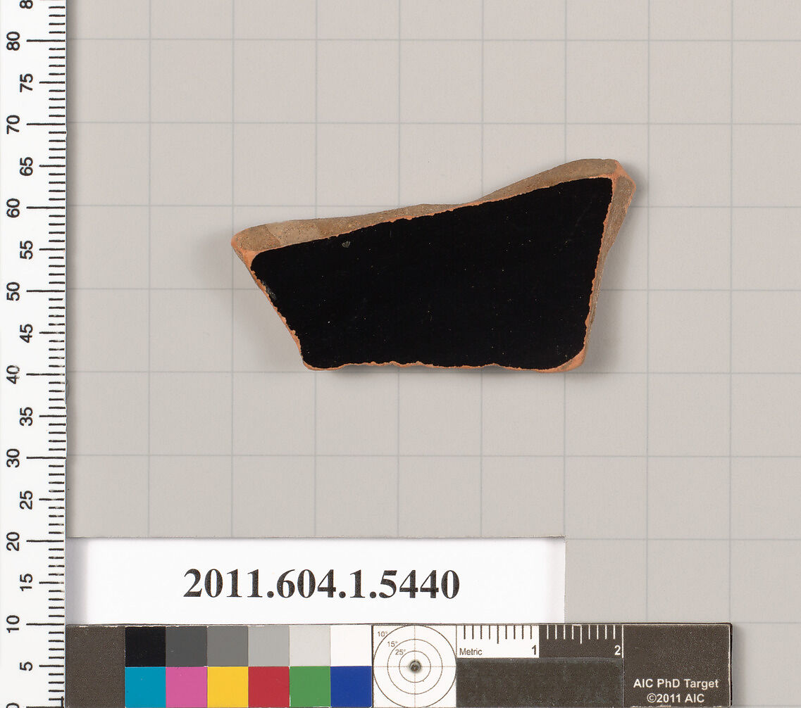 Terracotta fragment of a kylix (drinking cup), Terracotta, Greek, Attic