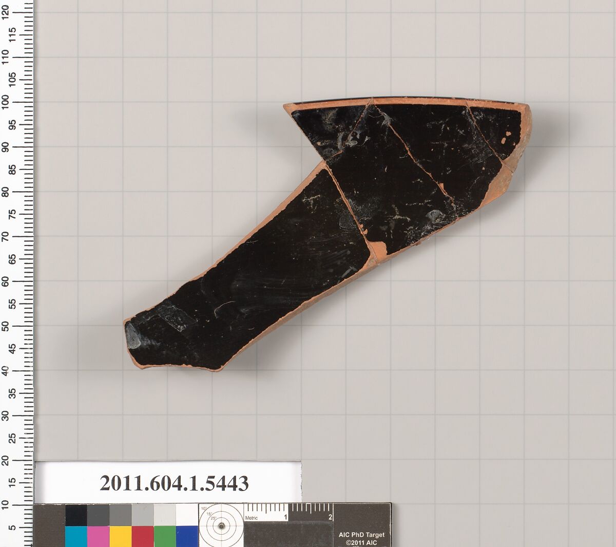 Terracotta rim fragment of a kylix (drinking cup), Terracotta, Greek, Attic