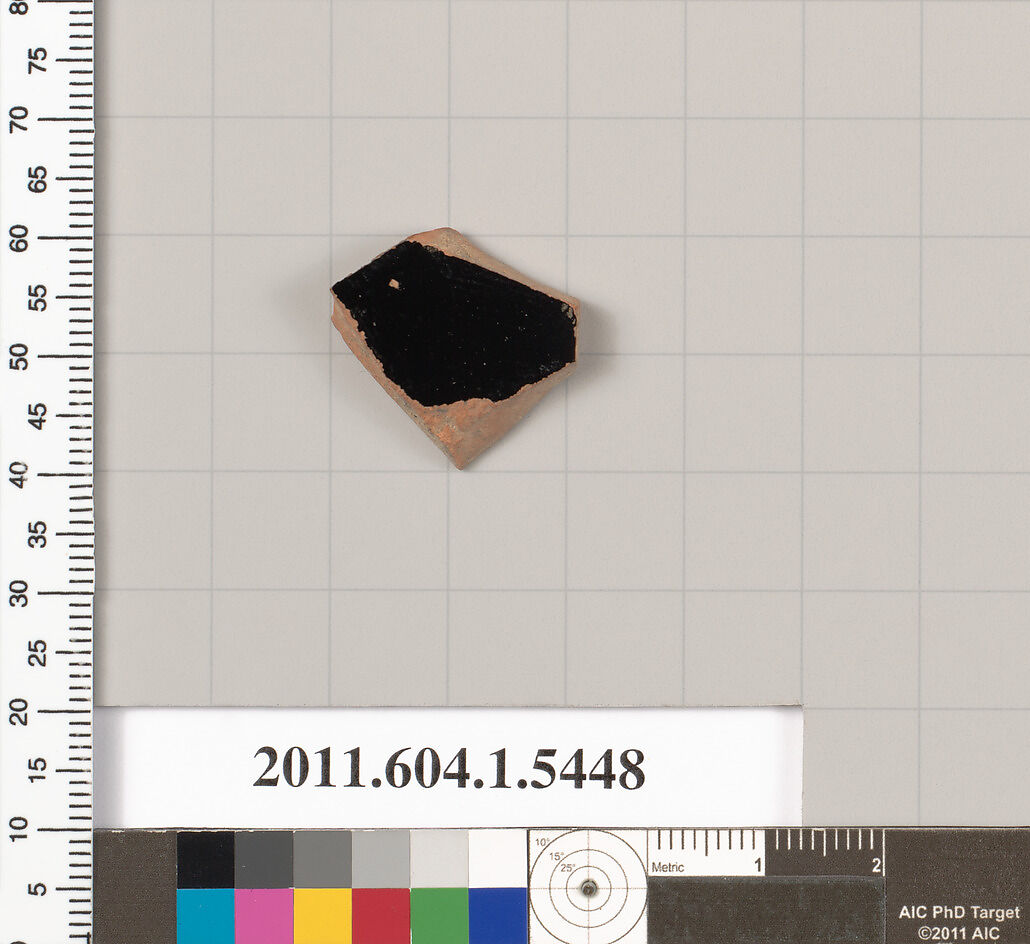 Terracotta fragment of a kylix (drinking cup), Terracotta, Greek, Attic
