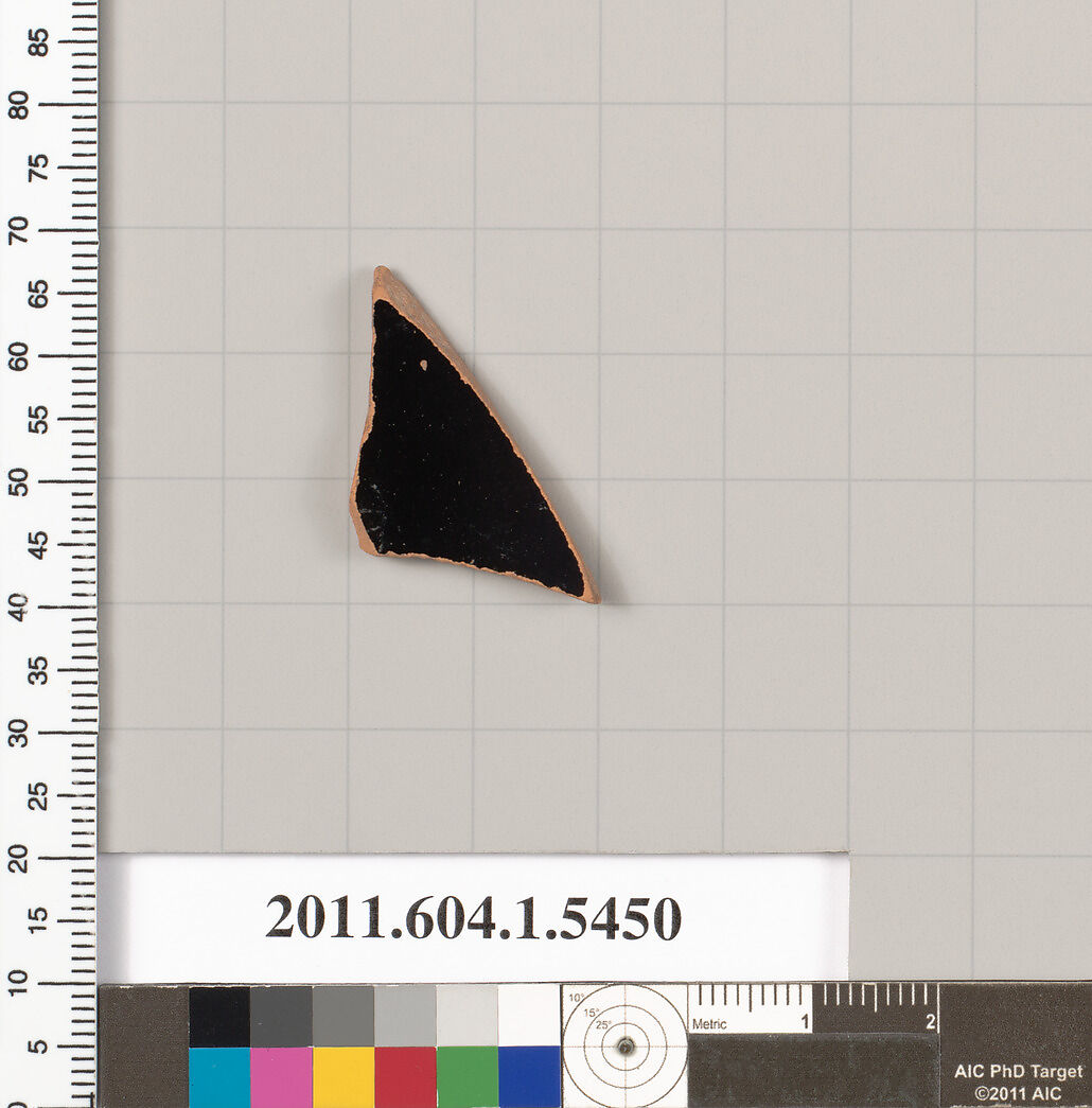 Terracotta fragment of a kylix (drinking cup), Terracotta, Greek, Attic