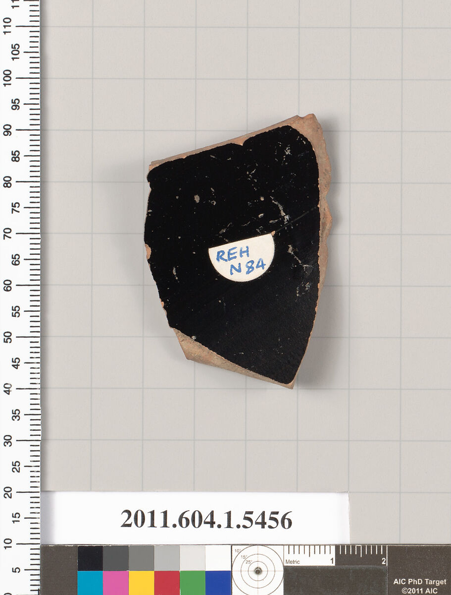 Terracotta fragment of a kylix (drinking cup), Terracotta, Greek, Attic