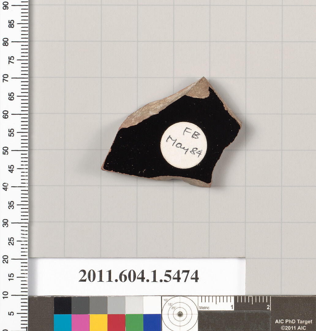 Terracotta fragment of a kylix (drinking cup), Terracotta, Greek, Attic