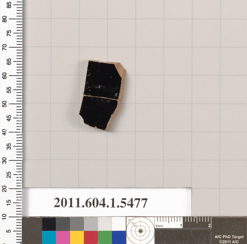 Terracotta fragment of a kylix (drinking cup), Terracotta, Greek, Attic