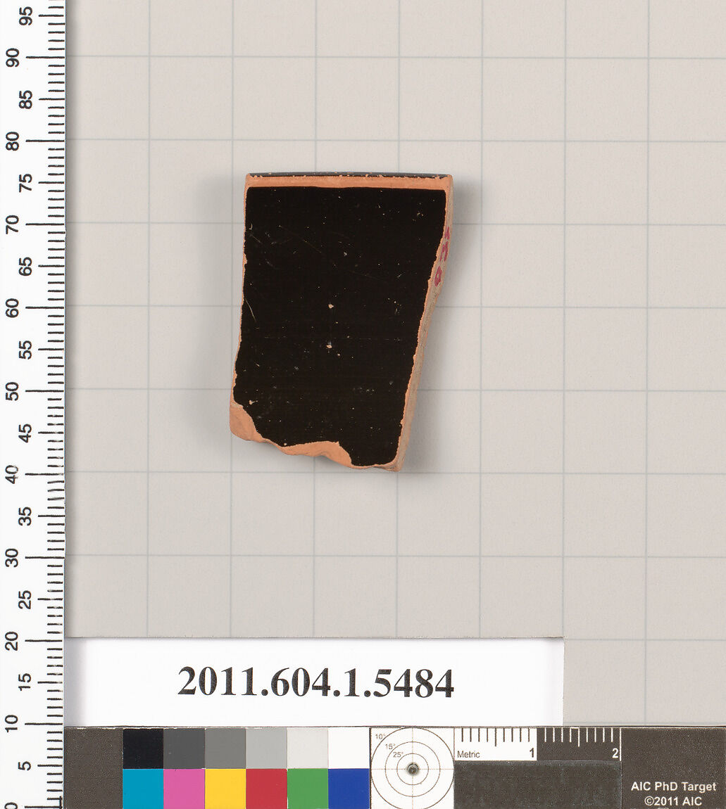 Terracotta rim fragment of a kylix (drinking cup), Terracotta, Greek, Attic