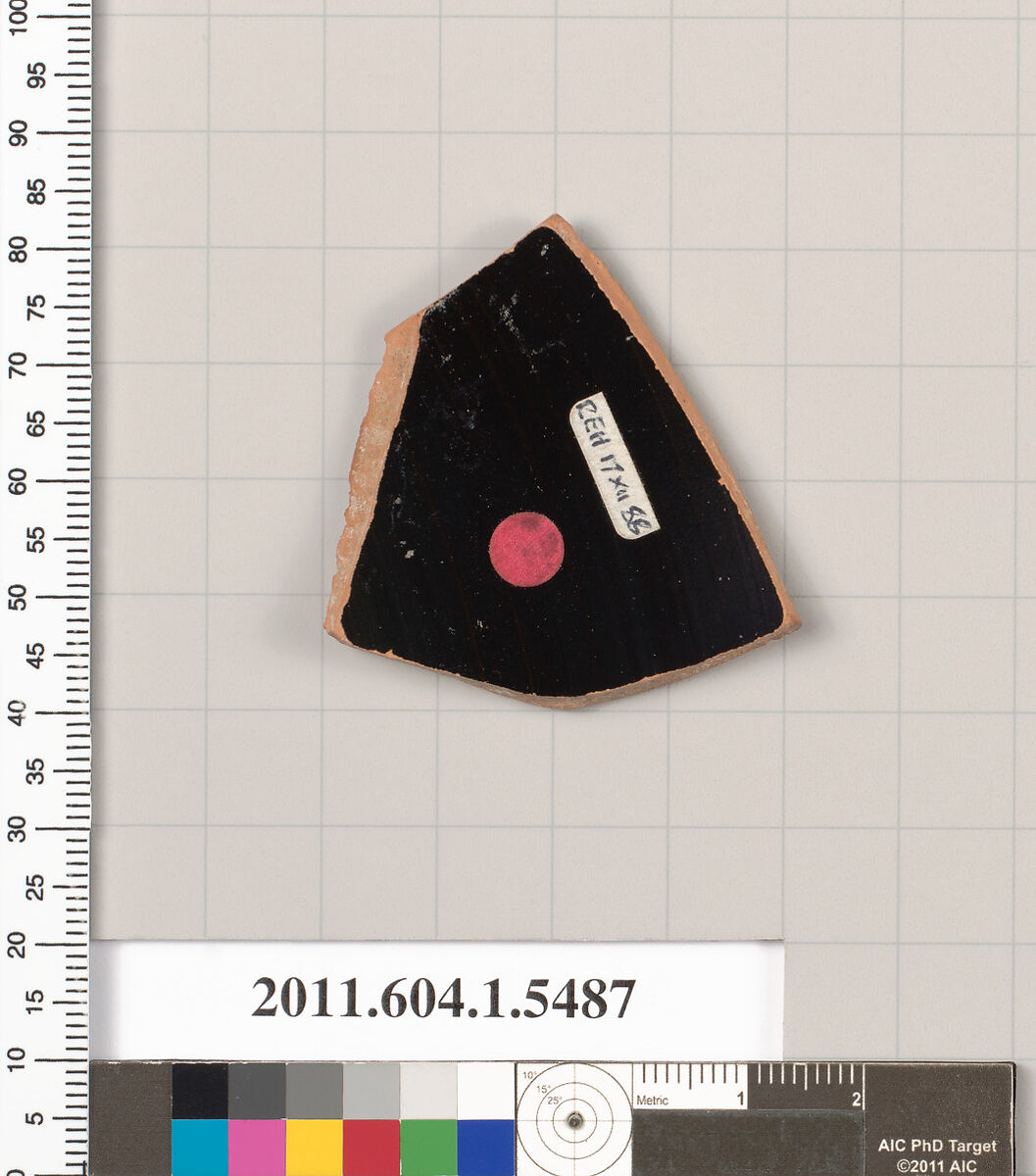 Terracotta fragment of a kylix (drinking cup), Terracotta, Greek, Attic