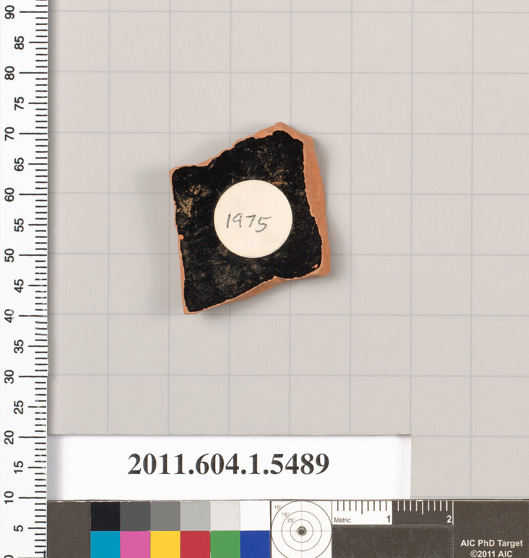 Terracotta fragment of a kylix (drinking cup), Terracotta, Greek, Attic