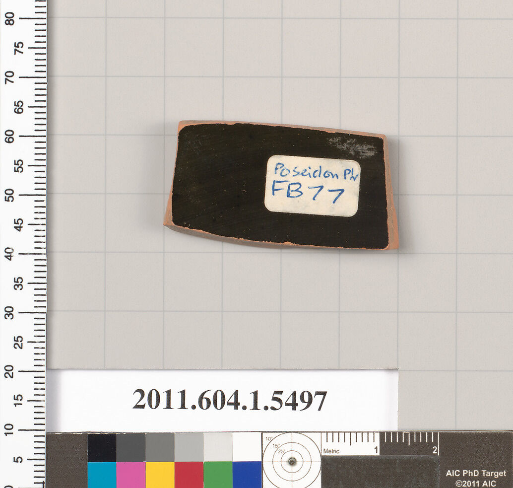 Terracotta fragment of a kylix (drinking cup), Terracotta, Greek, Attic