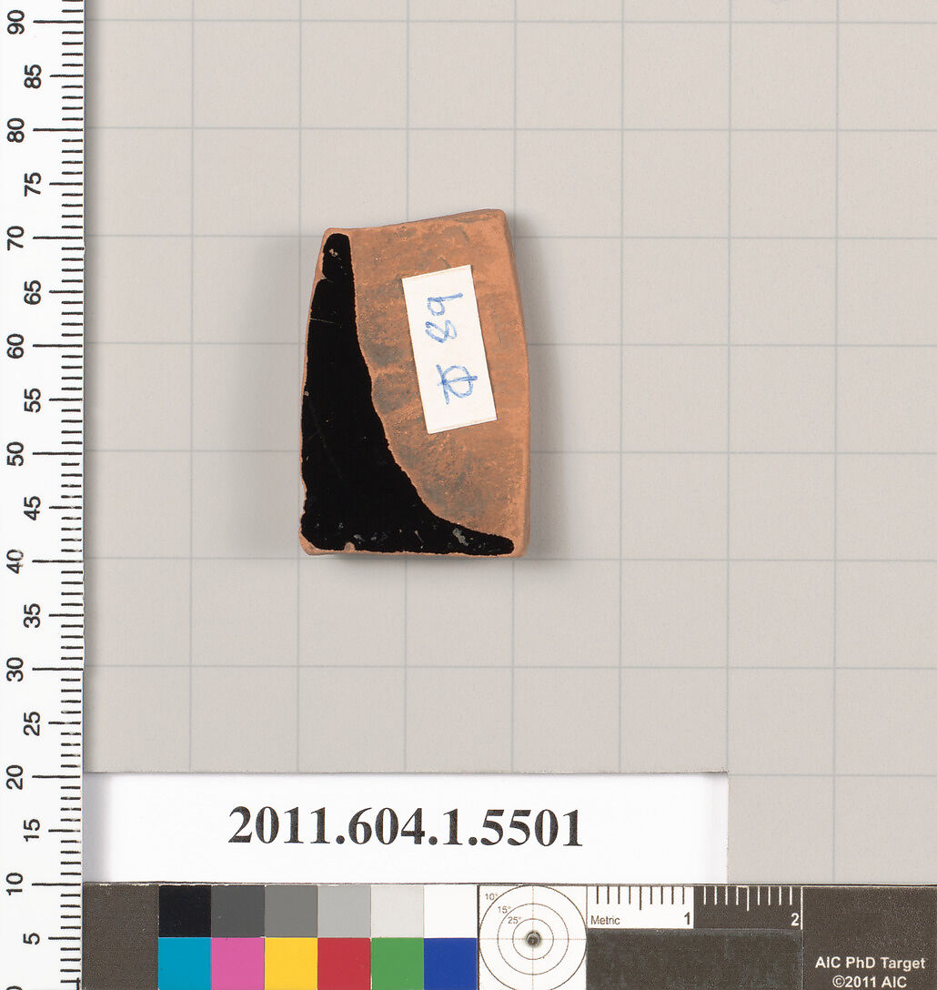 Terracotta fragment of a kylix (drinking cup), Terracotta, Greek, Attic