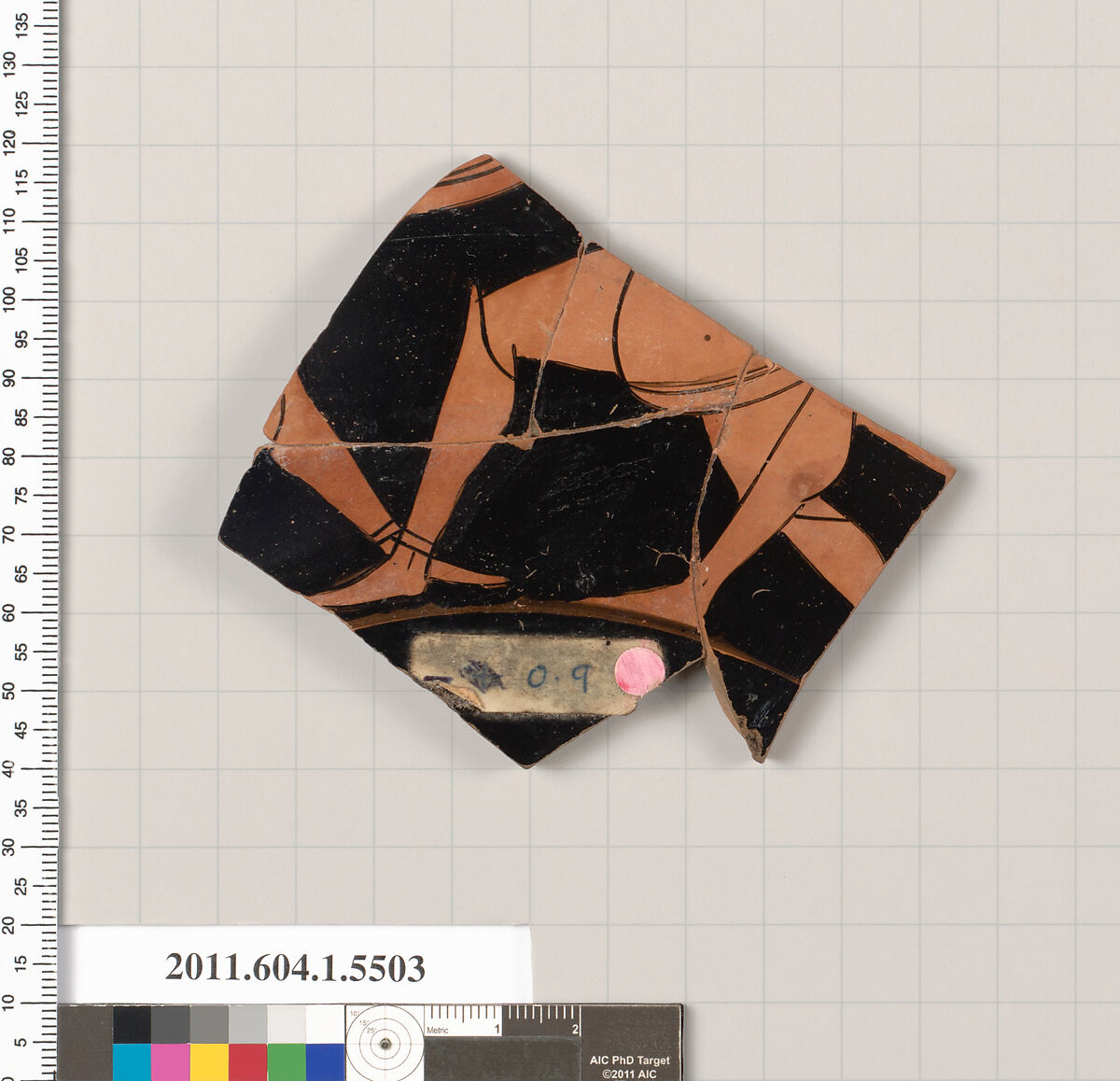 Terracotta fragment of a kylix (drinking cup), Terracotta, Greek, Attic