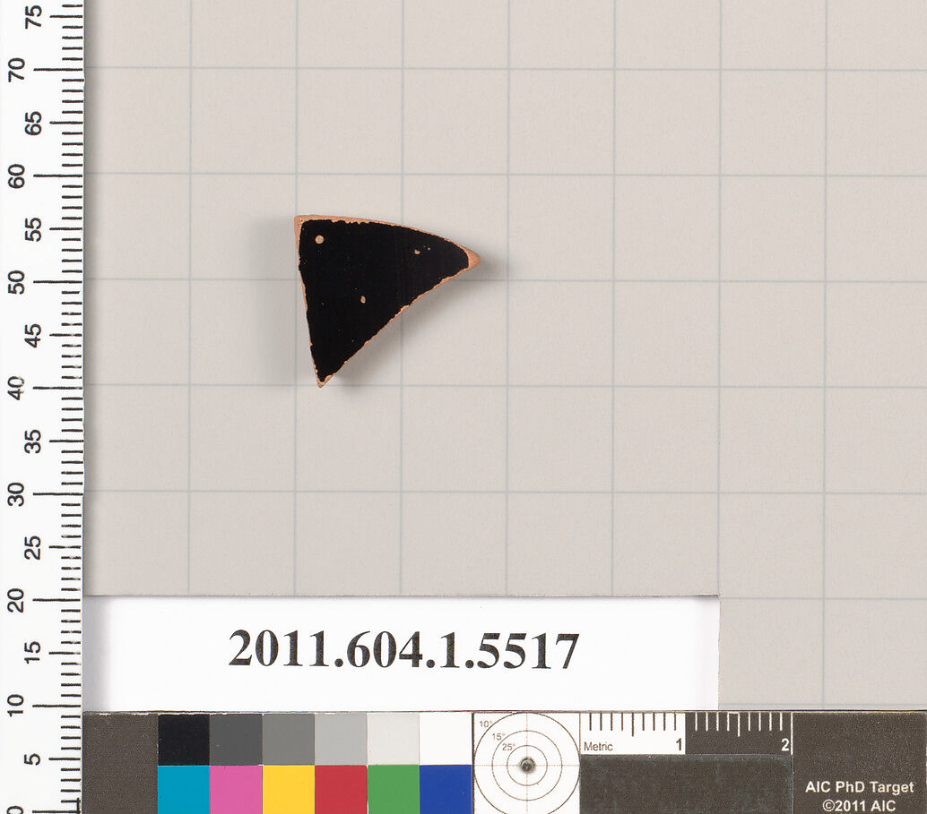 Terracotta fragment of a kylix (drinking cup), Terracotta, Greek, Attic